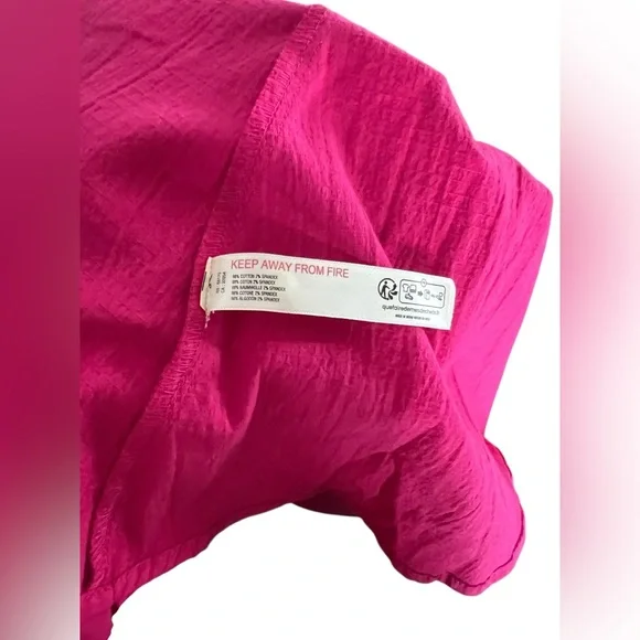 Free People Forever fancy Hot Pink Mini Dress Tie sides with buttons Size S NWT - Picture 10 of 11